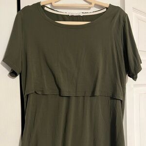 Olive Green Layered T-Shirt